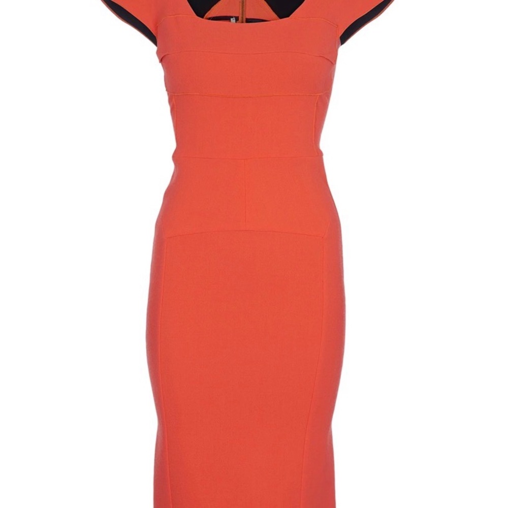 Roland Mouret Vibrant Orange Midi Dress
